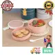 Lunch Box Food Container Bento Box Bekal Makanan Double layer round shape lunch box with spoon Nordic style. 