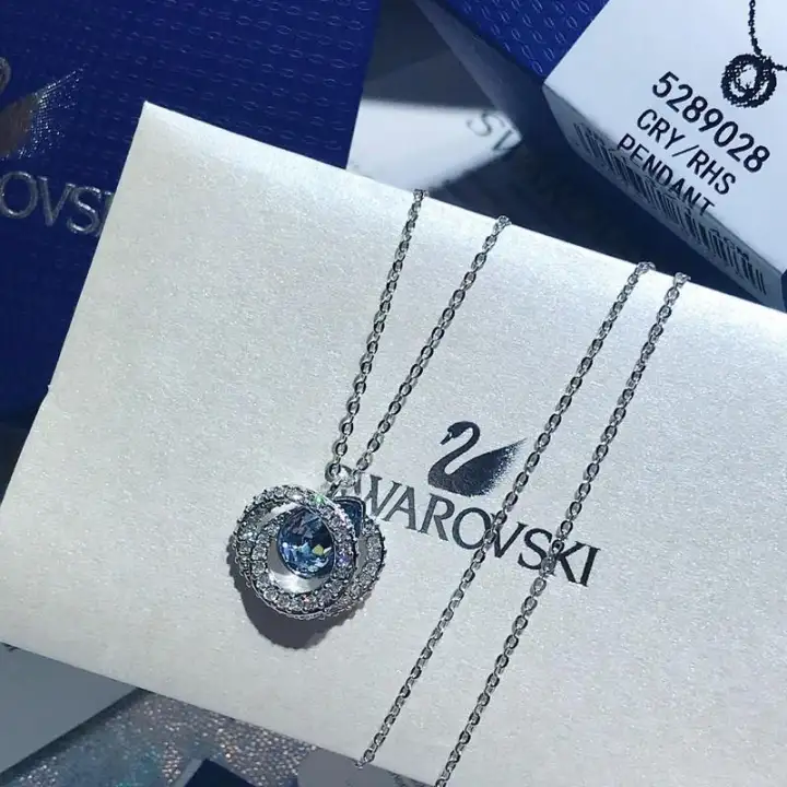 Original Swarovski Water Drop Pendant White Gold Spiral Crystal Necklace Lazada - Swarovski Water Drop Pendant Necklace
