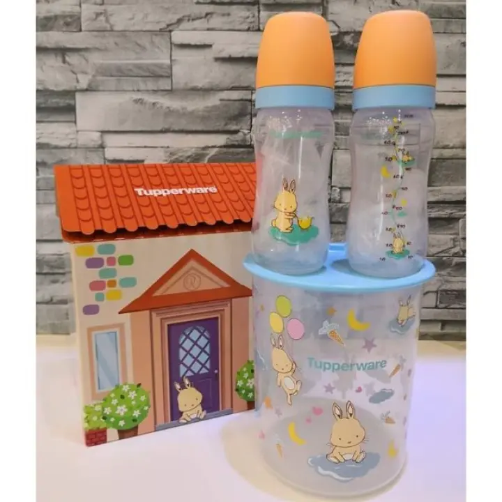 Tupperware Happy Bunny Bundle Gift Box Set - 9oz Baby Bottle (2pcs) & 2L One Touch (1pc)