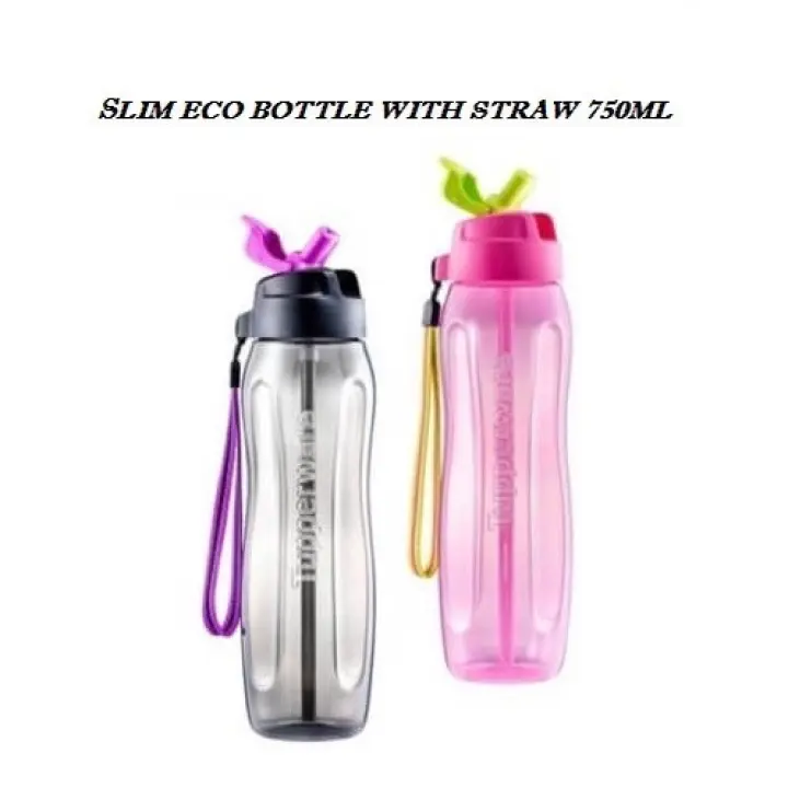 (READY STOCK!!!)Tupperware Slim Eco Bottle With Straw 750ml