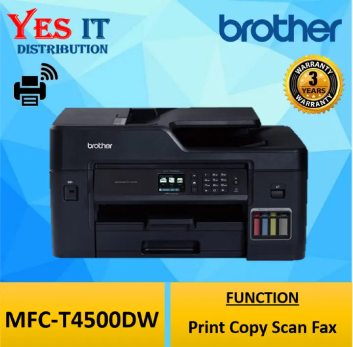 Brother MFC-T4500DW Colour Refill Ink Tank Printer Duplex A3 Print Scan Copy Fax Wi-Fi Wireless Printer