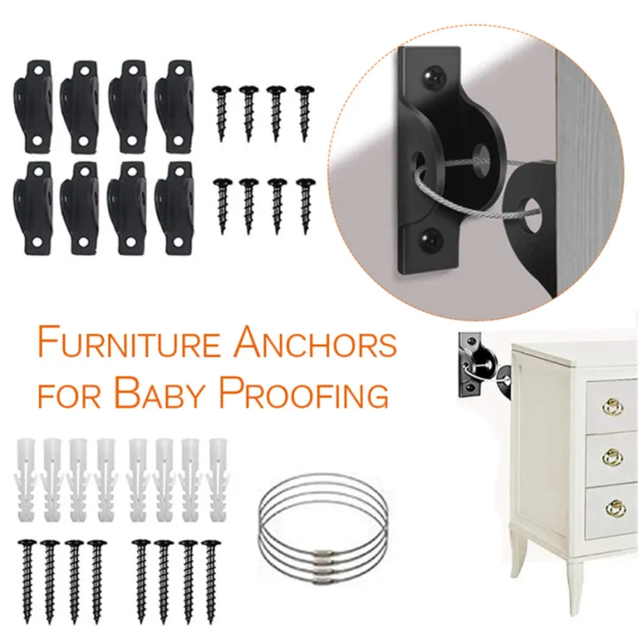 4 Pack Furniture Anchors For Baby, Dresser Tip Over Kit