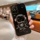 Phone Casing Vivo Y28 4G Y18 Y100 5G Y03 Y27s Y17s Y36 Y27 5G Y02 Y02A Y21 2021 Y21S Shinny Luxury Plating straight edge Craft with stand TPU Silicone Soft Phone Case vivo y27 with cute astronaut Bracket Phone Cover. 