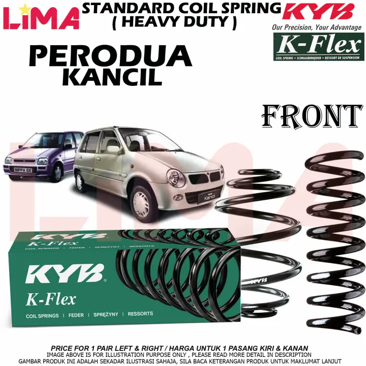 1 PAIR] PERODUA KANCIL FRONT COIL SPRING K-FLEX KAYABA KYB 