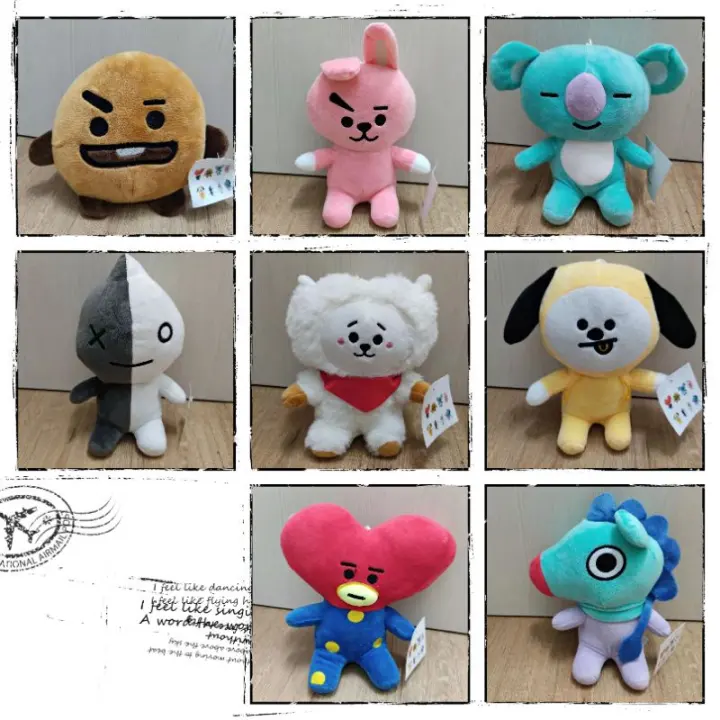 20cm 23cm Kpop Bts Bangtan Boys Bt21 防彈少年団 Soft Toys Cartoon Soft Plush Toy Mainan Anak Patung Lazada