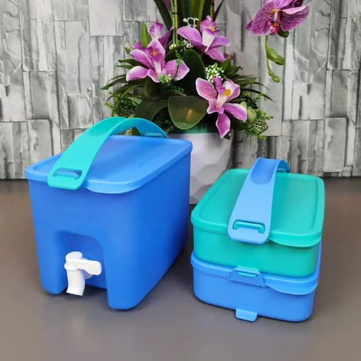 Tupperware Click To Go Beverage Dispenser 3L with Click to Go Tall 1.4L