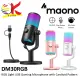 MAONO DM30 RGB / DM30RGB PROGRAMMABLE USB GAMING CONDENSER MICROPHONE WITH CONTROLLABLE RGB LIGHTING, CARDIOID PATTERN AND ADJUSTABLE WITH MAONO LINK. 