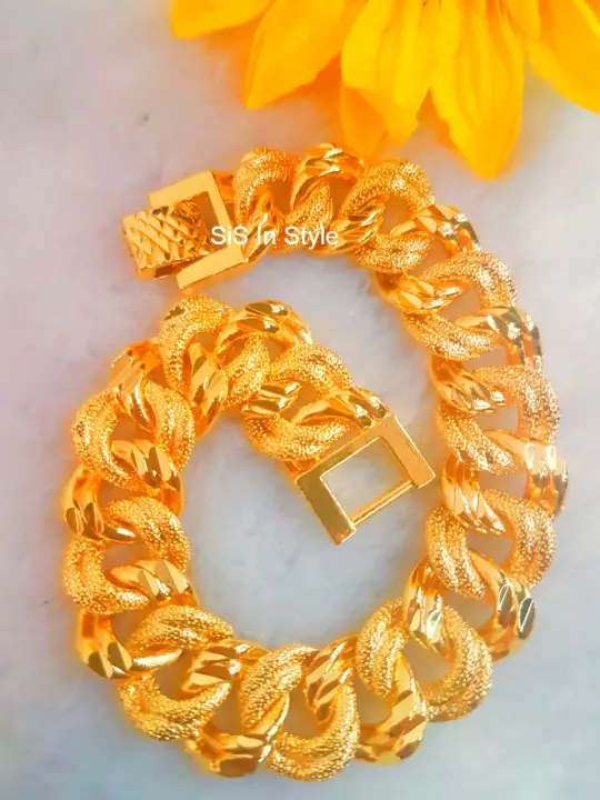 Cop Emas Korea 24k Bracelets Coco Pasir Padu Rantai Tangan 1 5cm Lazada