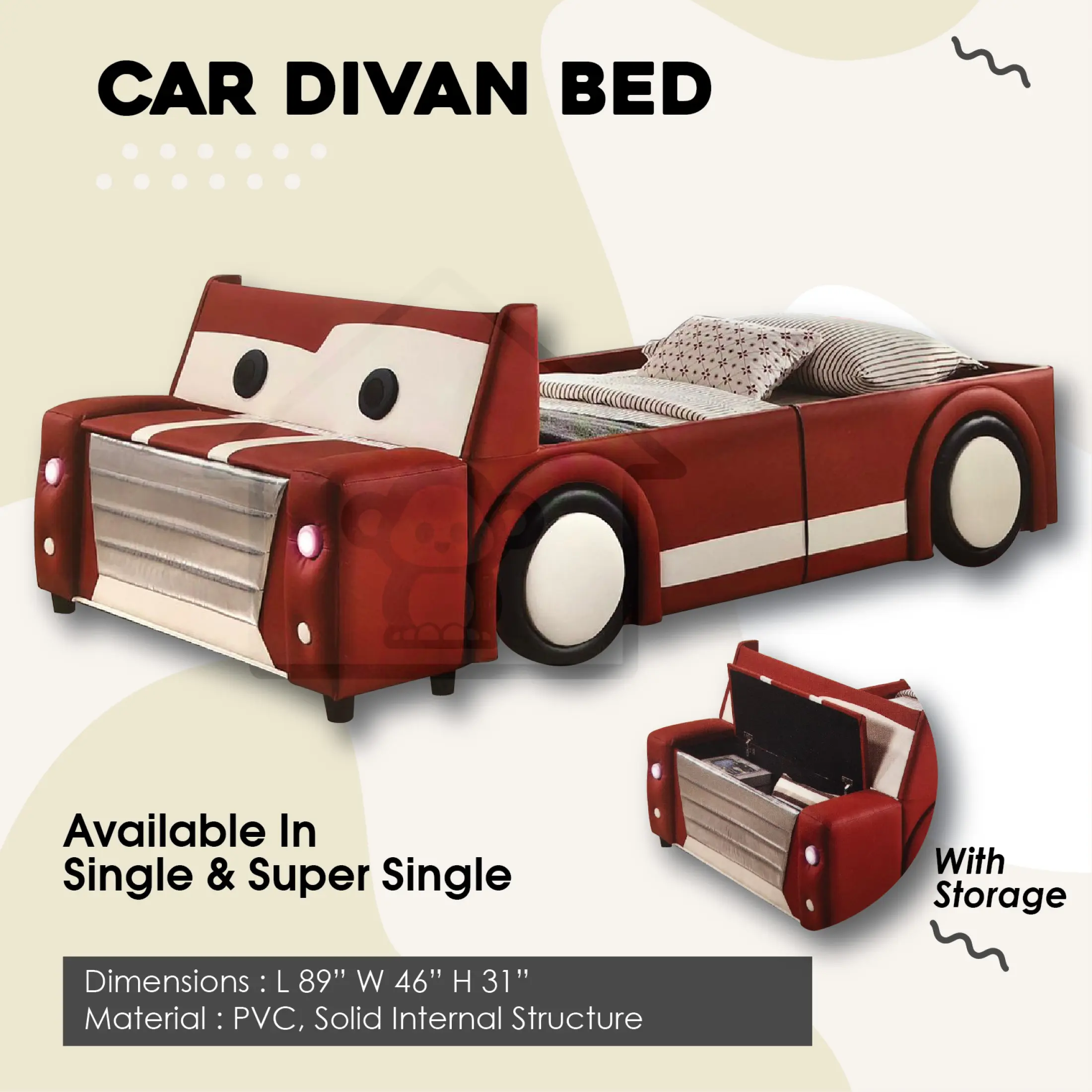 Car Divan Bed With Storage Kids Bed Single Bed Cartoon Bed Car Bed Children Bed Lazada Singapore