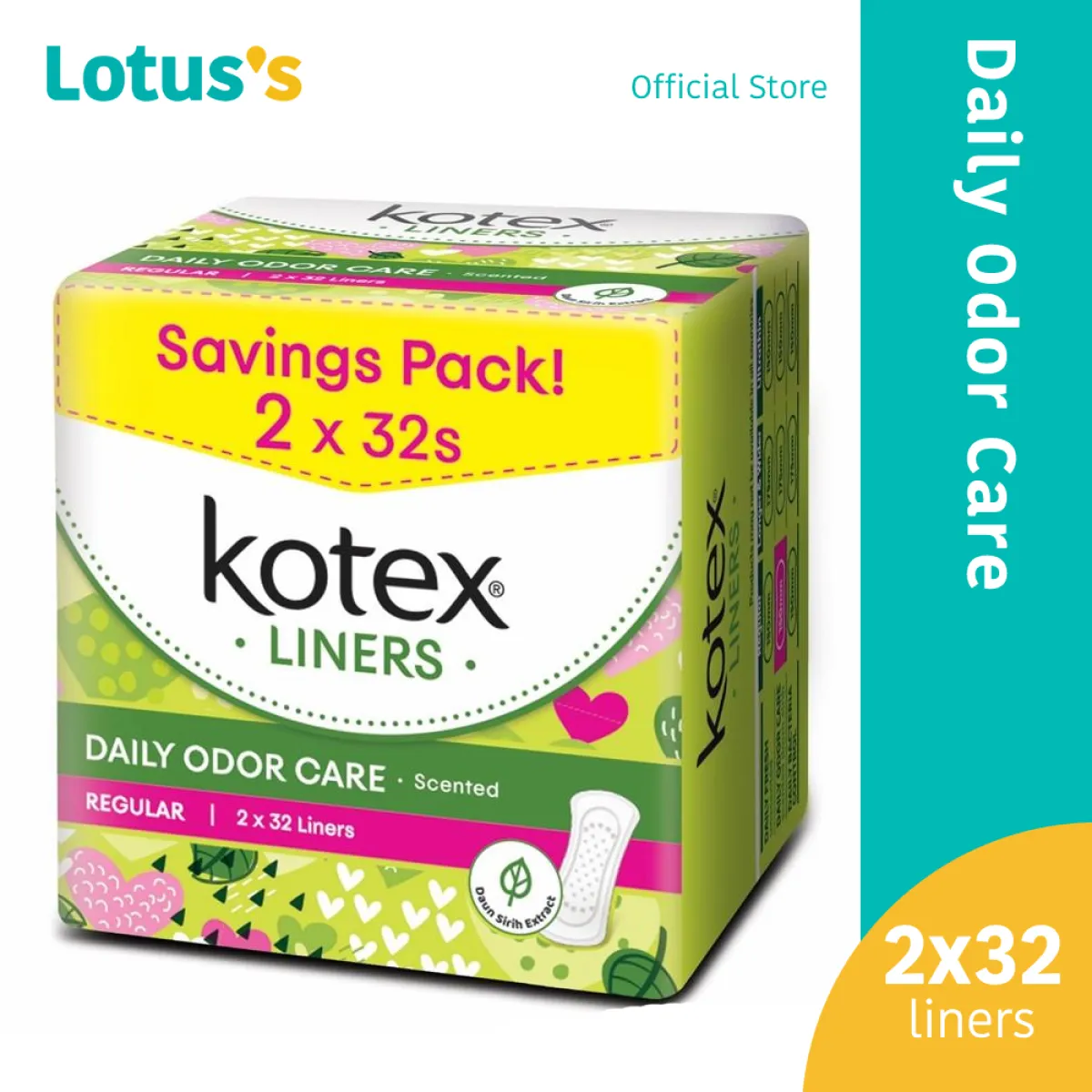 Kotex Fresh Liner Regular Daun Sirih 32s X 2packs Lazada