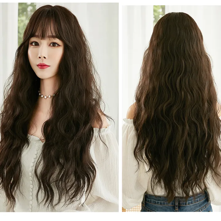 68cm Rambut Palsu Hitam Untuk Wig Wanita Bantalan Ekstensi Rambut Wanita Fleece Rambut Panjang Ikal Besar Gelombang Rambut Rambut Panjang Lazada Indonesia