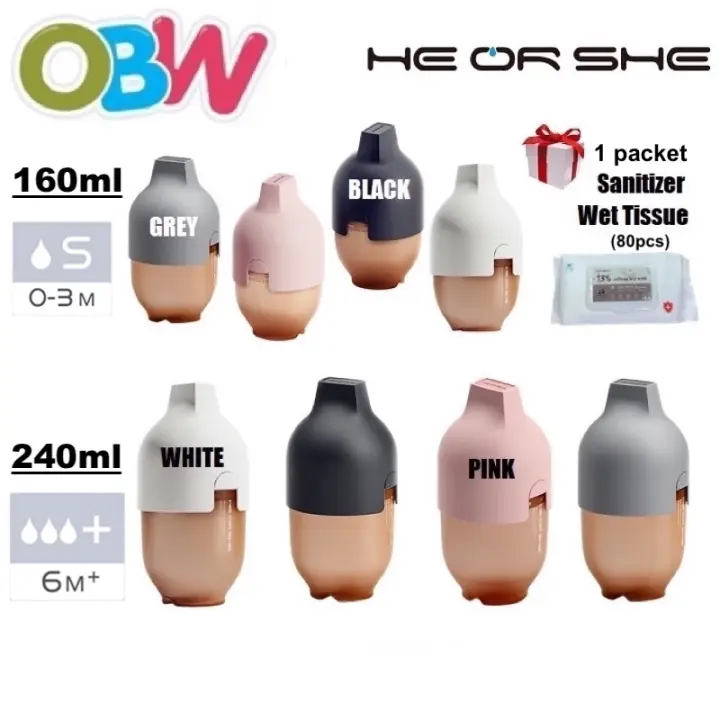 Free Gift He Or She Ultra Wide Neck Feeding Bottle 5oz 9oz Black White Grey Pink 1pc Baby Feeding Bottle He Or She Dental Care Sippy Cup