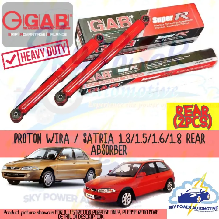 Proton Wira Satria 1 3 1 5 1 6 1 8 Gab Super R Sport Premium Heavy Duty Gas Shock Absorber Rear 2pcs Lazada