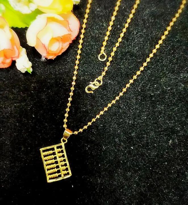 Ori Emas Korea 24k Gold Plated Rantai Leher Pattern Biji Dgn Loket Abacus Sesuai Lelaki Atau Perempuan High Grade Quality Lazada