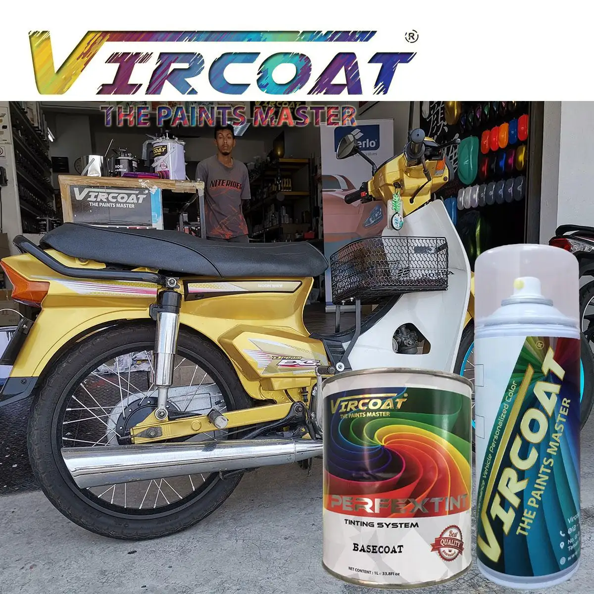 Vircoat Automotive Paint Basecoat/ Car Motor Body Paint- Honda EX5 Dream Gold 1 Ltr