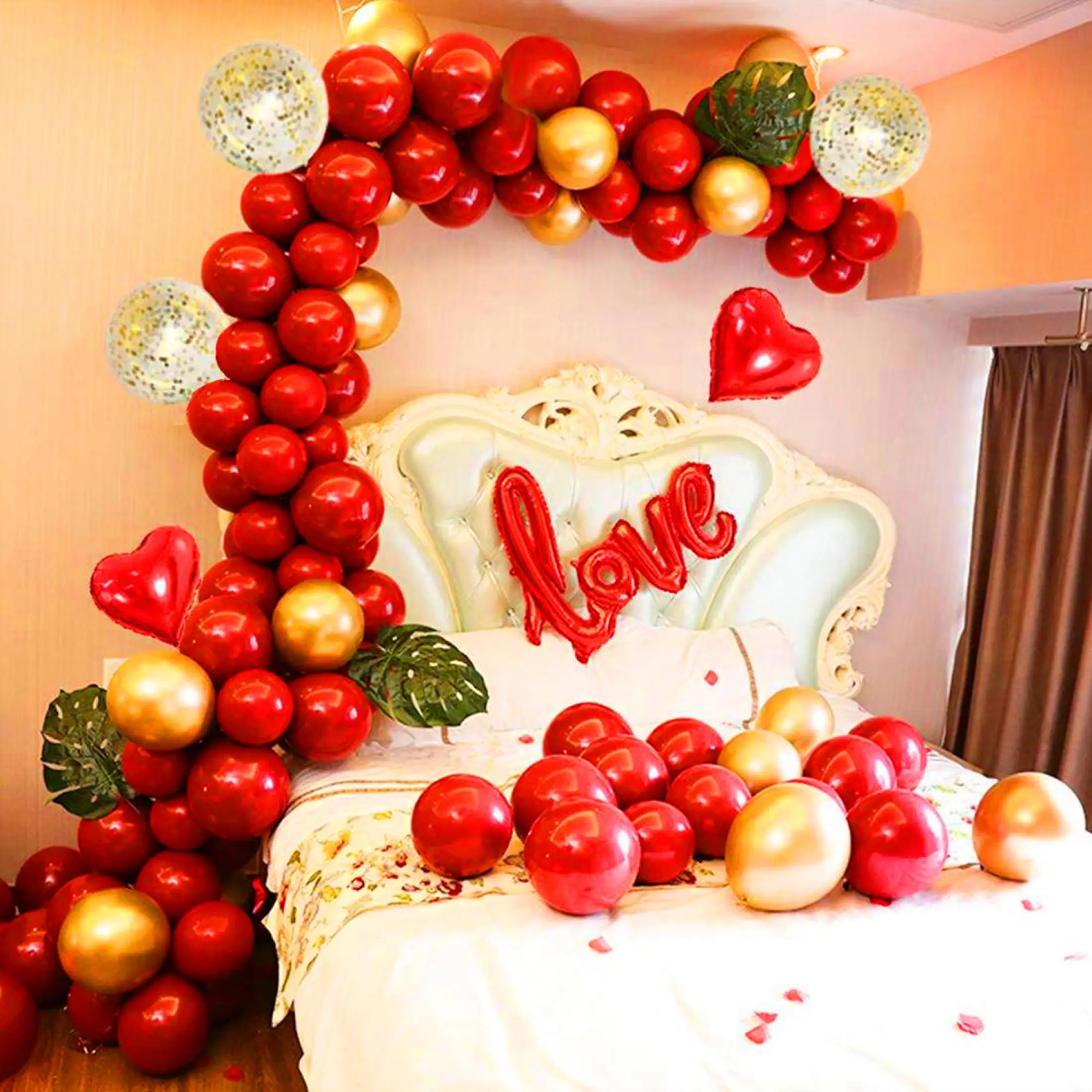 107pcs balloon garland arch kit heart latex metallic sequins balloons chain set for valentines wedding anniversary propose engagement party decoration supplies lazada singapore