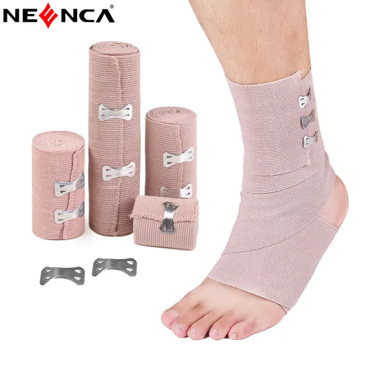 NEENCA 5 Pieces Elastic Bandage Wrap | Hook & Loop Fasteners at Both Ends | Latex Free Hypoallergenic Compression Roll for Sprains & Injuries