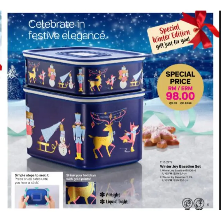ↂ☾☊  Tupperware Winter Joy Baseline Set (Christmas Edition)
