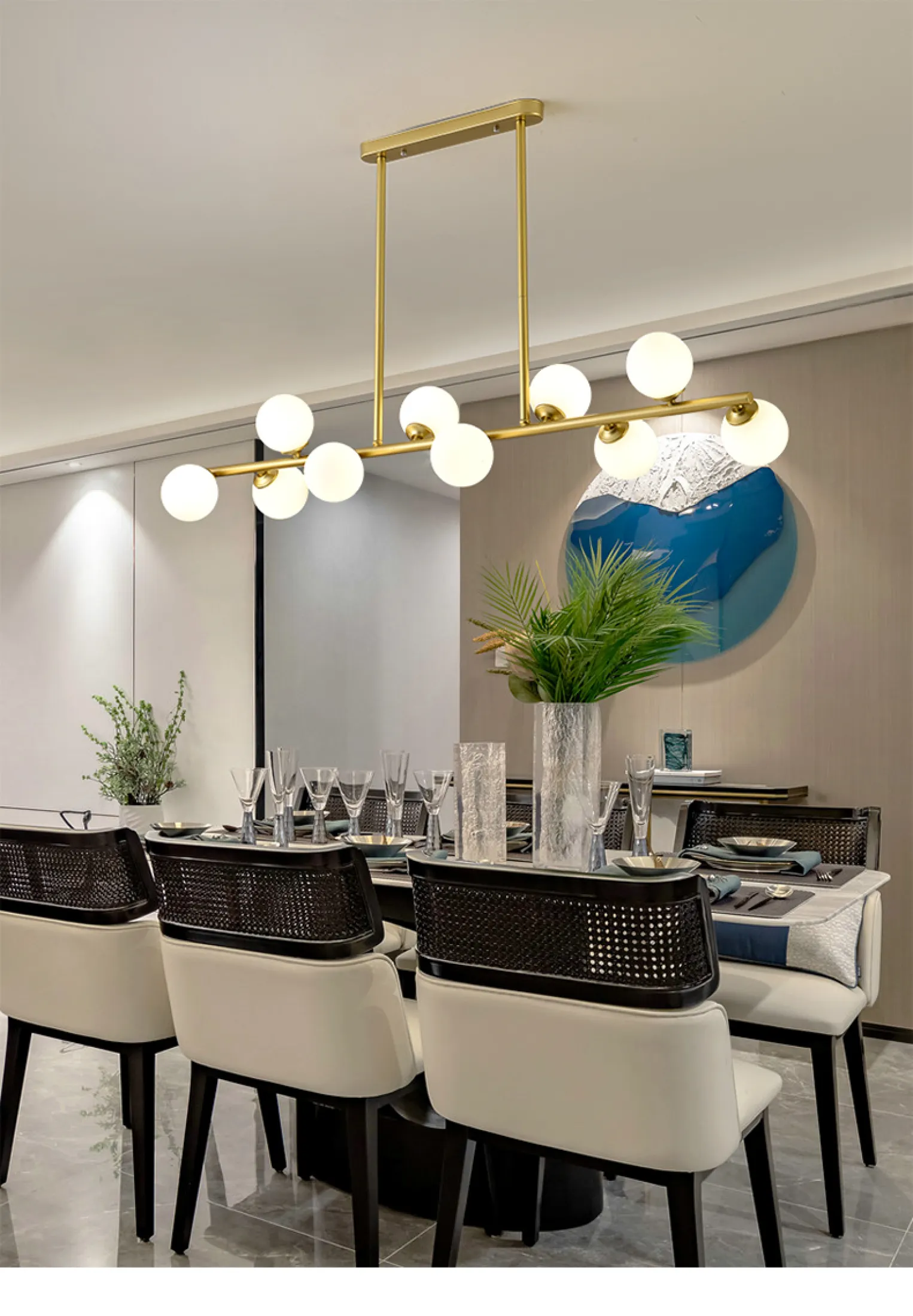 Lampu Meja Makan Hangat, Nordic Rumah Restoran Lampu Makan Ruang Makan  Multi Kepala 2020 Baru Setrip Panjang Kaca Emas Tempat Lilin Kacang Ajaib |  Lazada Indonesia