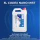 Disinfectant Sanitizer Spray 5L (Codex) For Nano Mist Spray Gun & Misting Machine /Non Alcohol / Quick Kill, Able to use with Air Humidifier, Atomizer, Nano Spray Gun, 99.9 % Kill Virus Germs Bacteria and Fungus Non Alcohol and Eco Friendly. 