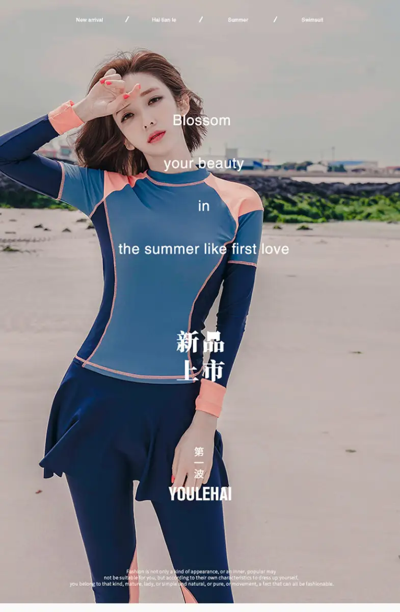 Swimsuit Women S Summer Korean Ins New Hot Spring Long Sleeve Split Conservative Slim Looking Belly Covering Dive Skin Diving Suit Women Lazada