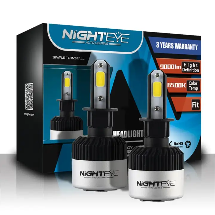 Nighteye 72W Best 9000LM 6500K H3 LED Headlight Driving Fog Light Lamp Bulb DRL - H3