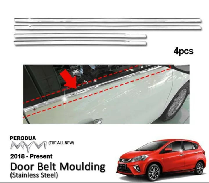 Perodua Myvi 2018 - 2020 Window Trim Chrome Lining / Door Belt Moulding  (4PCS/SET) | Lazada