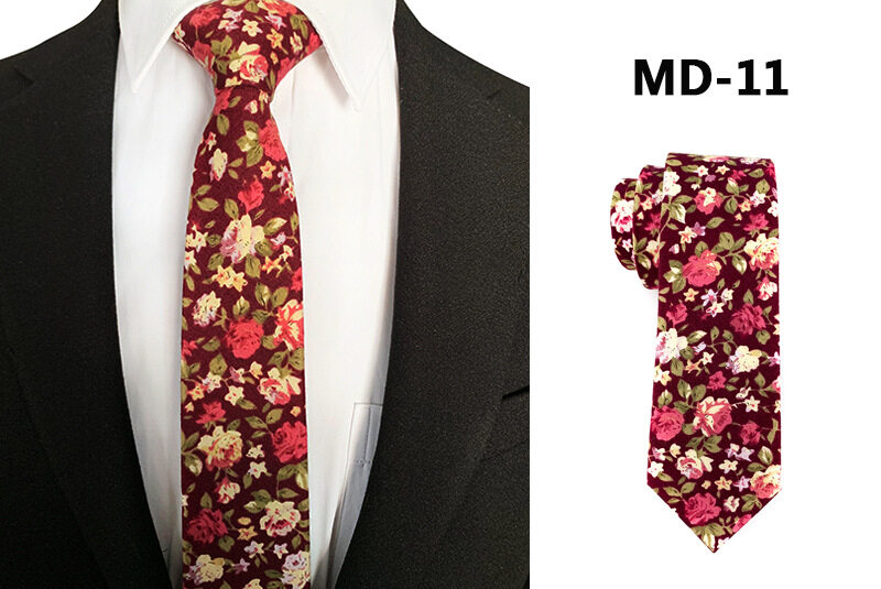 Mens Ties Gift for Men Necktie Rose Flowers Floral Print Cotton Tie