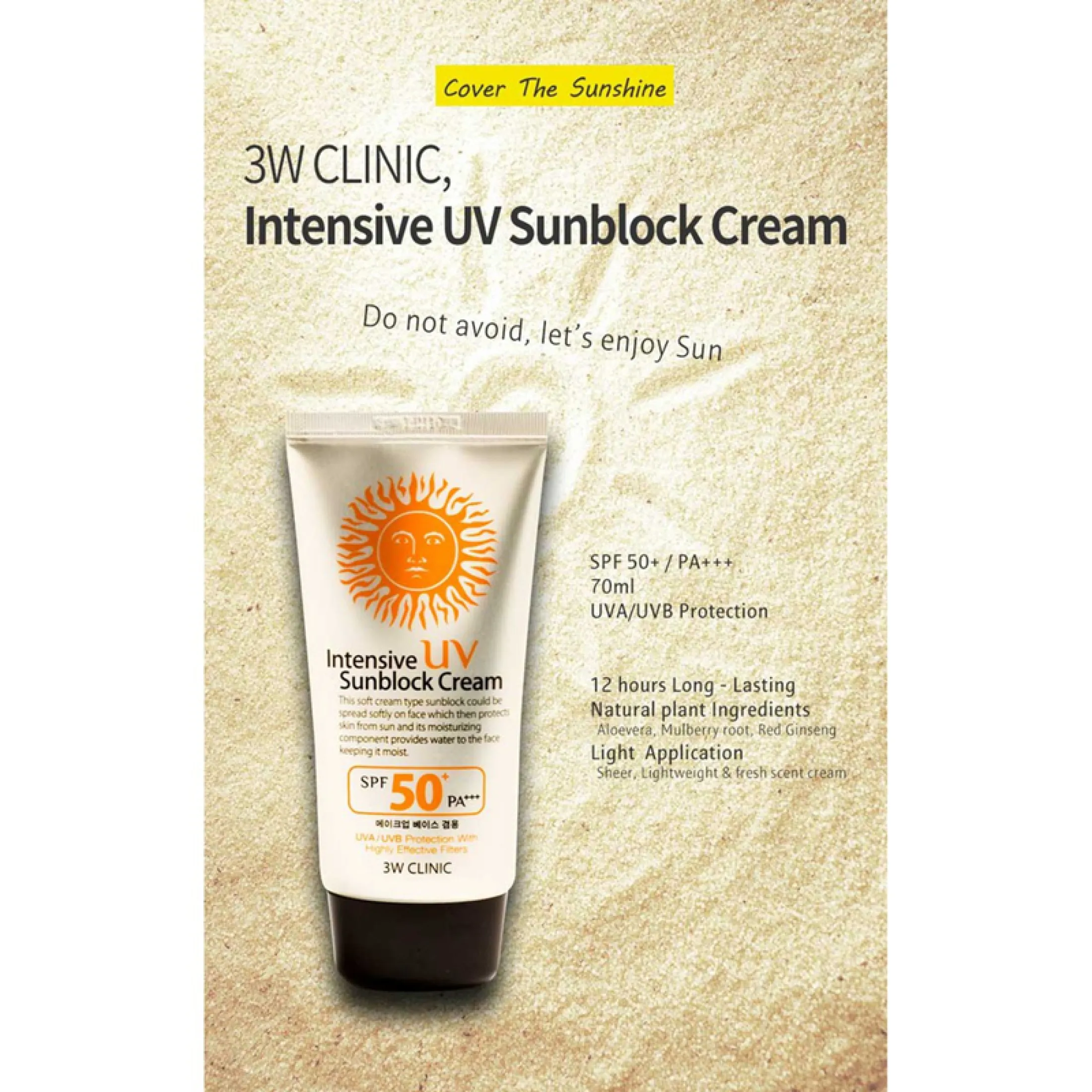 3w Clinic Sunscreen Intensive Uv Sunblock Cream Multi Protection Uv Sunblock Spf50 Pa 70ml Lazada Singapore