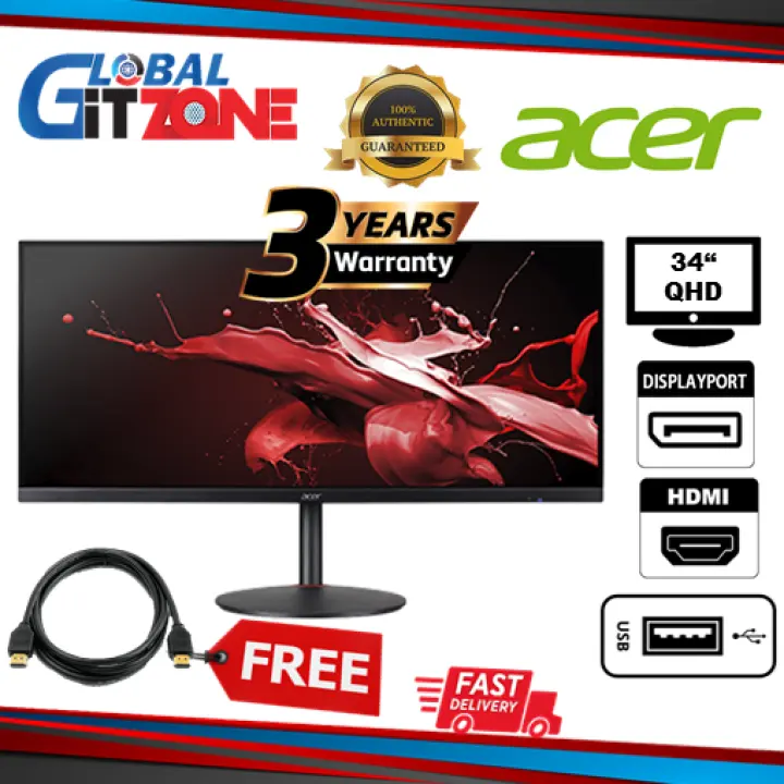 Acer Nitro XV340CKP 34" 144Hz UltraWide QHD Gaming Monitor ( HDMI, DP, 3 Yrs Warranty ) XV340CK