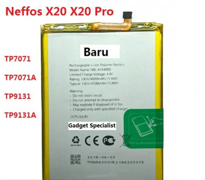Neffos X20 battery Neffos X20 X20 Pro battery TP LINK Neffos X20 TP7071/ TP7071A X20 Pro TP9131 TP9131A NBL-43A4000 batery bateri nifos