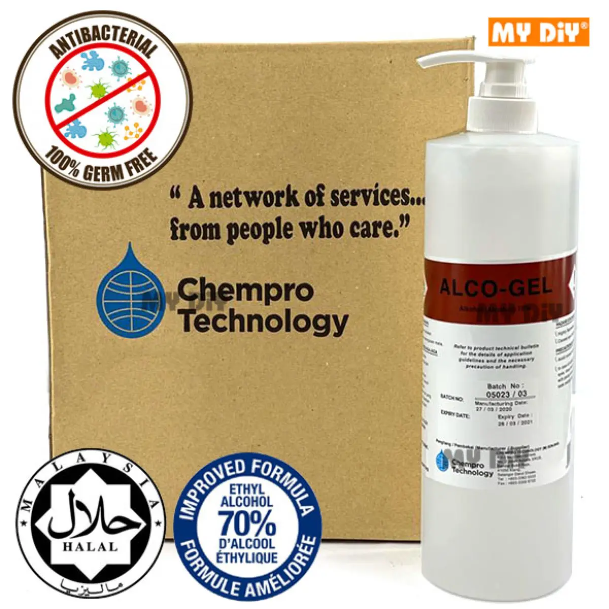 Mydiysdnbhd Chempro Alco Gel Hand Sanitizer 70 Alcohol 1l 1kg Halal Certified 免水消毒洗手液 100 Original New Stock Lazada