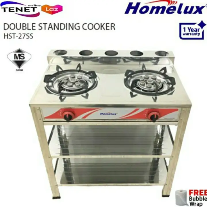 Homelux High Quality Stainless Steel Double Standing Cooker Dapur Gas Lazada