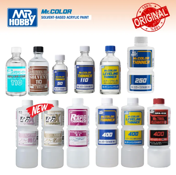 Mr.Hobby Gundam Color Thinner Leveling Aqueous Thinner Cleaner Thinner Rapid Weathering Color Thinner 50ml 110ml 400ml