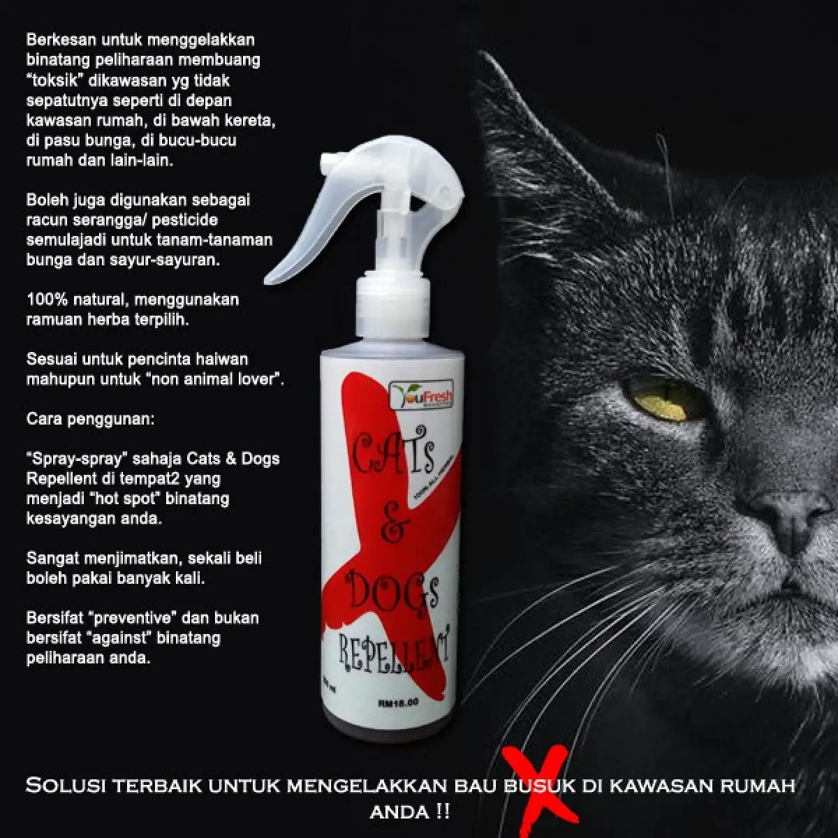 Ready stock】 Repellent Spray 100 ml untuk Masalah Kucing Anjing 