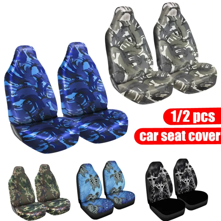 Universal Camo Car Van Front Seat, Blue Camo Car Seat Covers