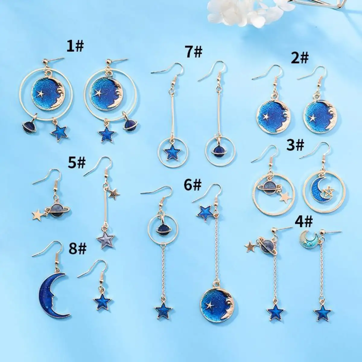 Nxz Baru Jepun Dan Korea Selatan Ins Kanak Kanak Perempuan Jantung Impian Biru Bintang Bulan Anting Asimetri Panjang Liar Anting Anting Untuk Wanita Lazada