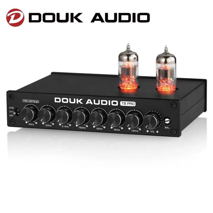 Douk Audio T8 PRO 7-band EQ Tube Preamp Equalizer XLR Pre-Amplifier for Home Speaker