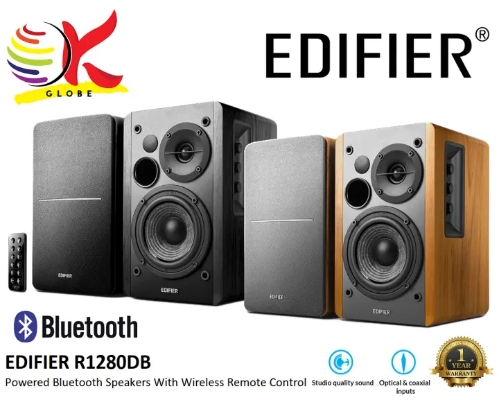 EDIFIER R1280DB BLUETOOTH POWERED BOOKSHELF SPEAKER WITH STUDIO QUALITY SOUND, WIRELESS REMOTE AND ON-BOARD CONTROL