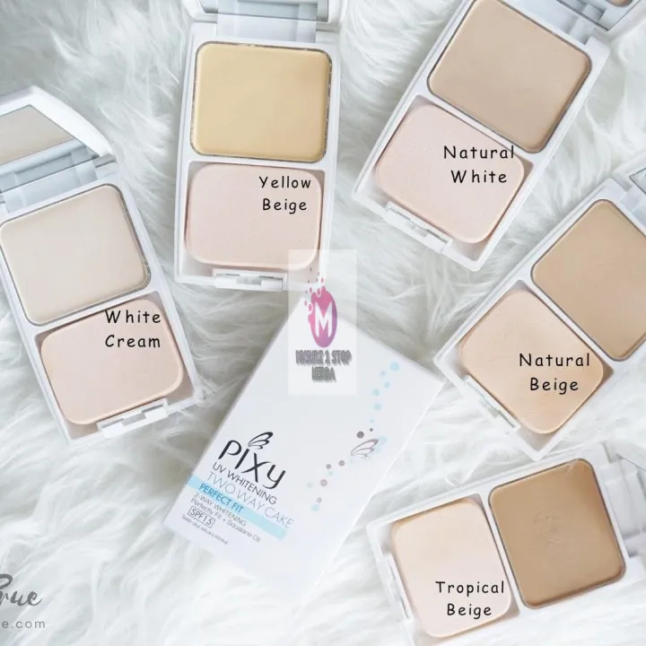 Pixy Two Way Cake Uv Whitening Spf15 100 Original Natural Beige Natural White Tropicab Beige White Cream Yellow Beige Lazada