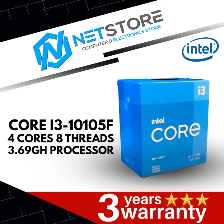 INTEL CORE I3-10105F PROCESSOR - 4 CORES | 8 THREADS | 3.69GHz - BX8070110105F