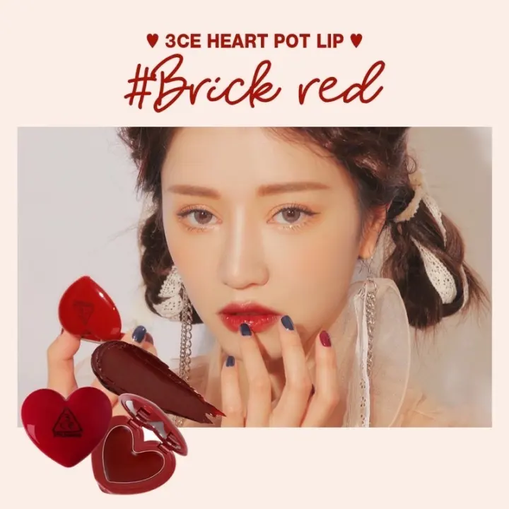 3ce Heart Pot Lip Brick Red 3ce 爱心唇膏 Lazada