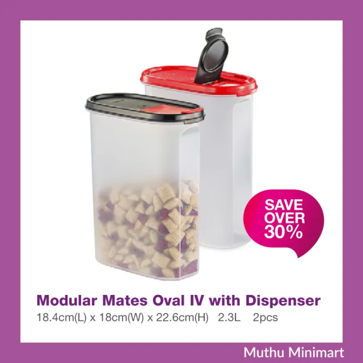 Original Tupperware | Modular Mates Oval IV with Dispenser Food Container | Bekas Makanan Bekas Biskut