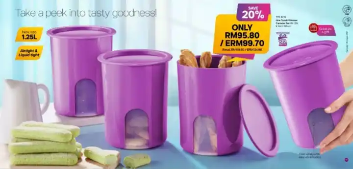 Tupperware One Touch Window Canister 1.25L(1 Pcs)
