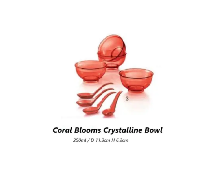 Tupperware: Coral Blooms Crystalline Bowl N Spoon(4)