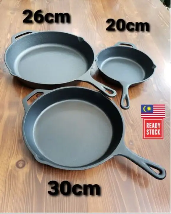 Cast Iron Sync Cullinar Single Piece 20cm 26cm 30cm Pre Seasoned Pure Cast Iron Frying Pan Skillet Malaysia Ready Stock Lazada
