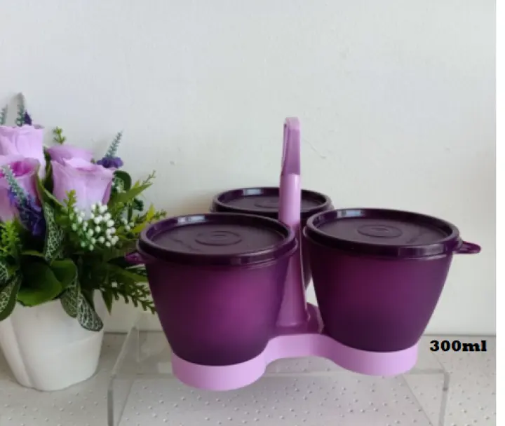 🔥READY STOCK🔥 ORIGINAL TUPPERWARE Blossom Condimate Set - Purple Royale