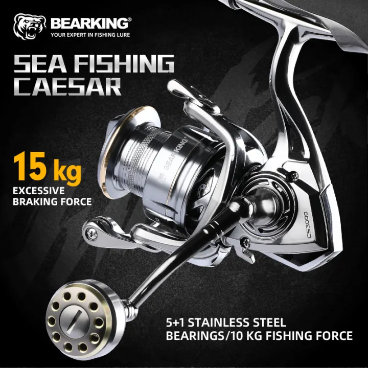 Bearking Sea Fishing Reel CAESAR 1000-6000 5+1BB Bearings Max Drag 15KG With 5.2:1 Metal Spinning Wheel Waterproof Reel