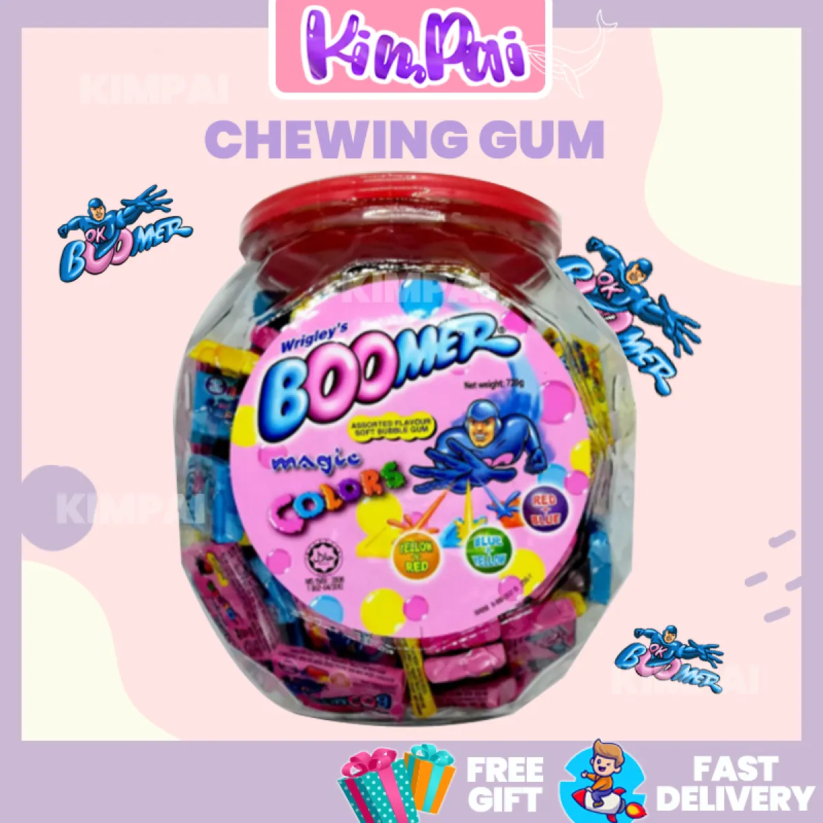 Ready Stock Halal Wrigley S Boomer Chewing Gum 720g 1 Jar Or 30pcs Jar Assorted Bubble Gum Gula Gula Raya Candy 糖 Lazada