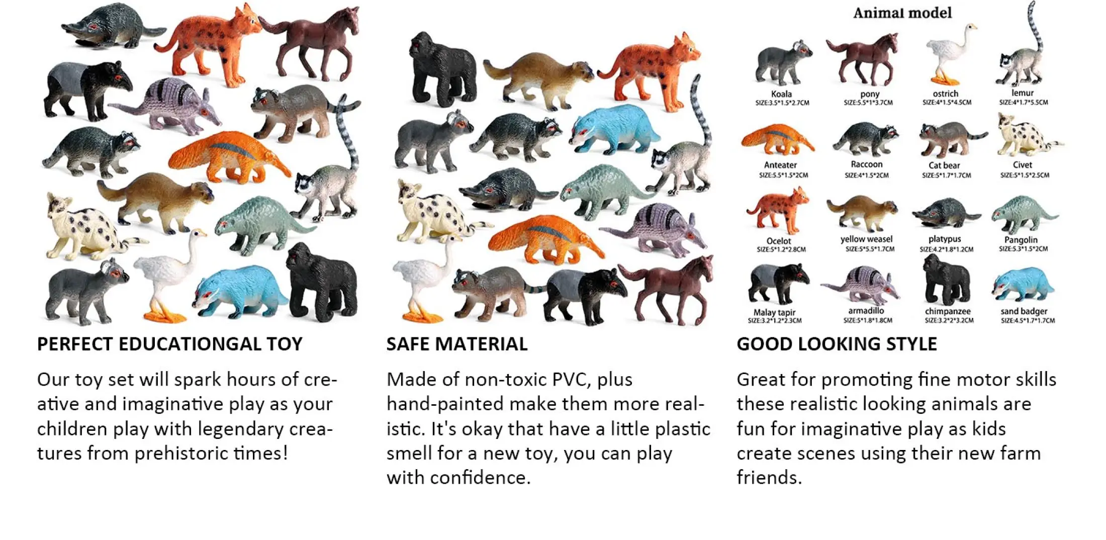 Monster 12pcs Terrestrial Animals Model Wild Animals Toys Koala Duck Raccoon Anteater Pangolin Gorilla Toys Action Figures Educational Kids Toy Toys For Boys Toys For Girls Lazada Singapore